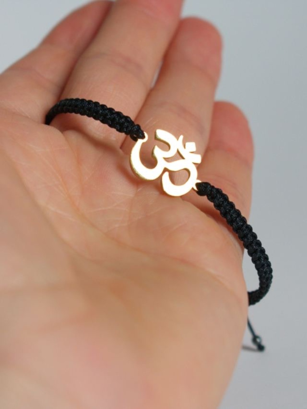 Gold Color Om Symbol Black Cord Bracelet - Women Jewelry